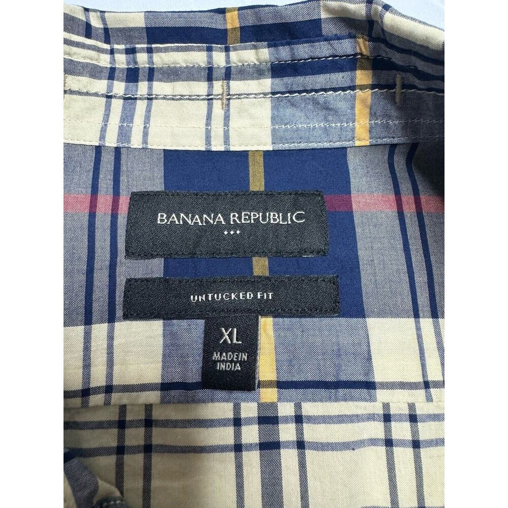 NWT Banana Republic Men's Long Sleeve Blue Plaid Button Up Shirt - Size XL - Picture 3 of 4